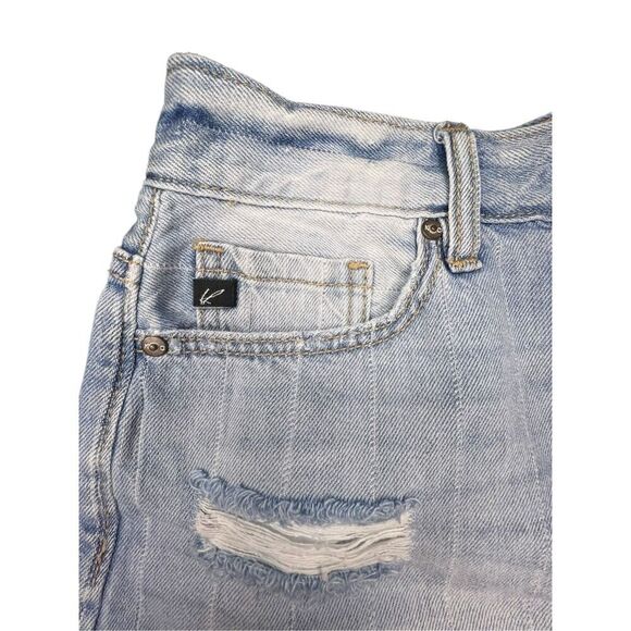 KanCan Light Wash High Rise Distressed Denim Shorts - Picture 2 of 5